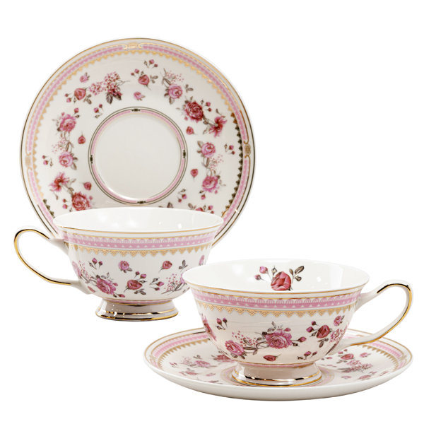 Coastline Imports PiRose Pink Teacup And Saucer, Set Of 2 Wayfair